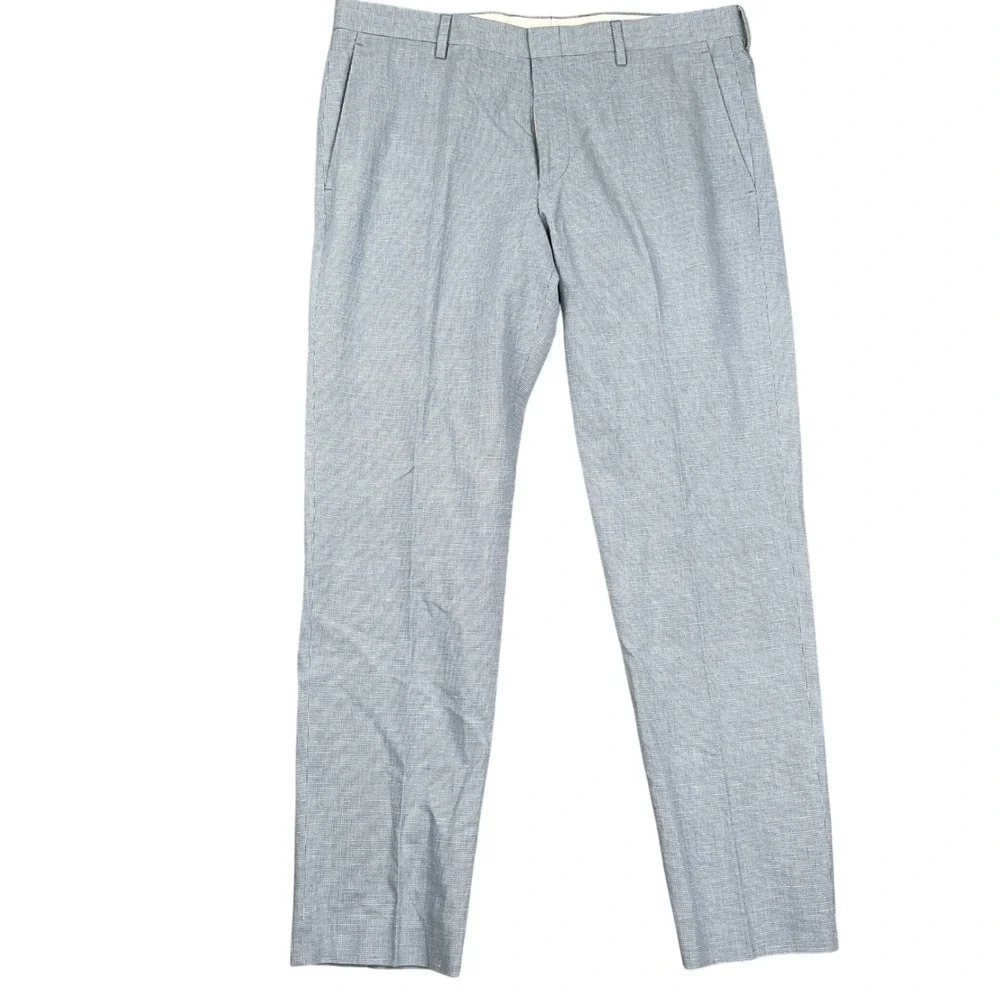 J‎ Crew Ludlow Pants Mens 34W 30L Light Blue Houndstooth Somelos Dress Pants